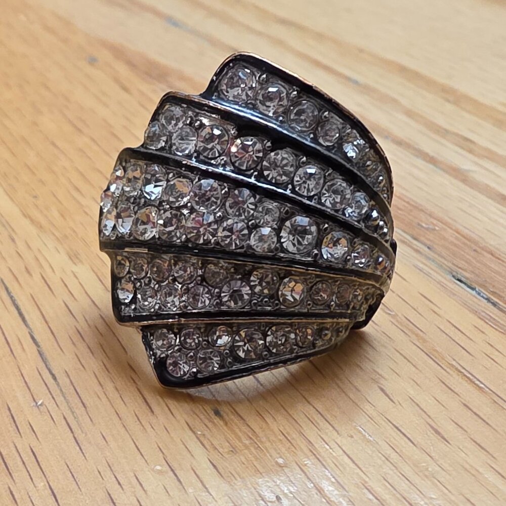 Etsy Stunning Superbowl Style Rhinestone Studded Stretch Ring One Size